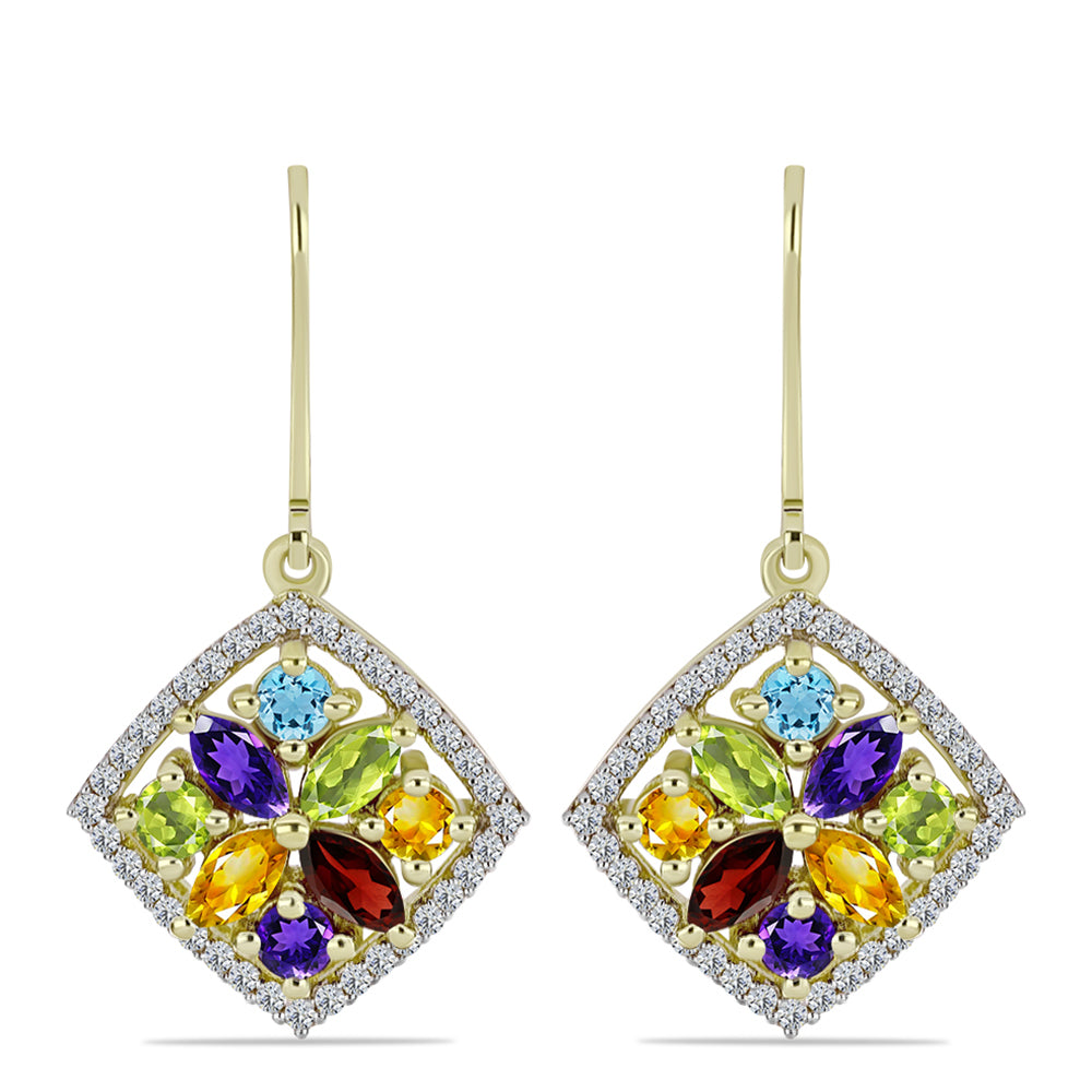 Goldplattierte Silberohrringe mit marokkanischem Amethyst und Zitrin aus dem Ural 1 