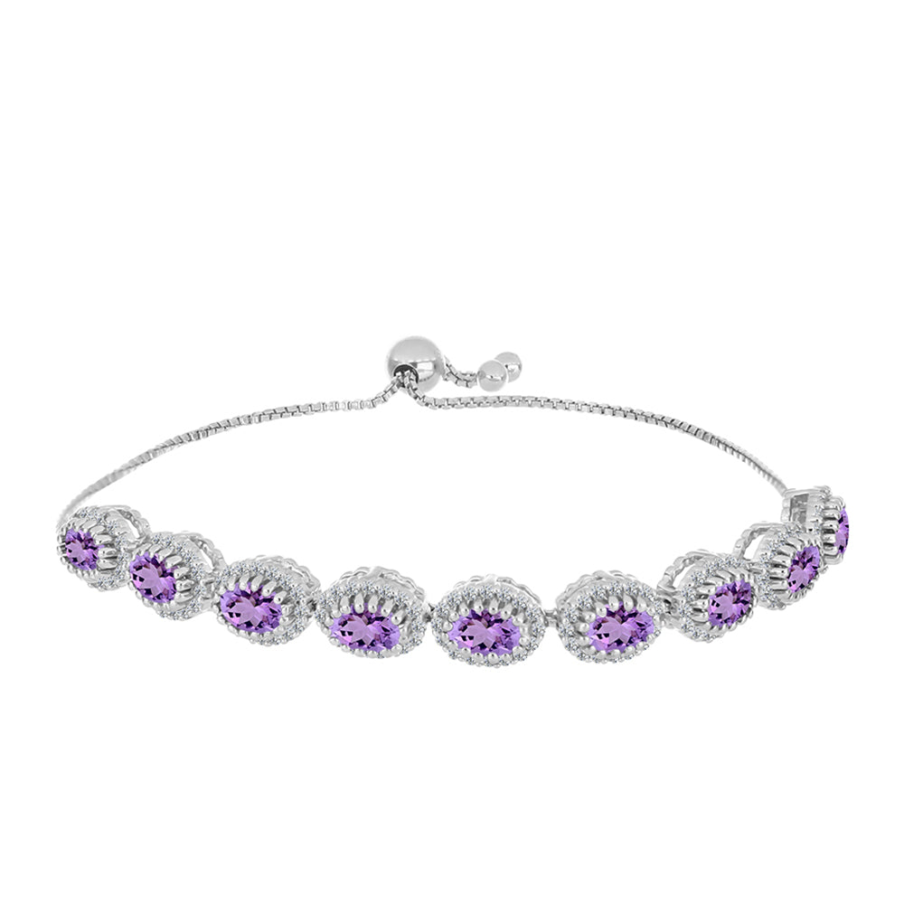 Silberarmband mit Rose De France Amethyst und weißem Topas 1 