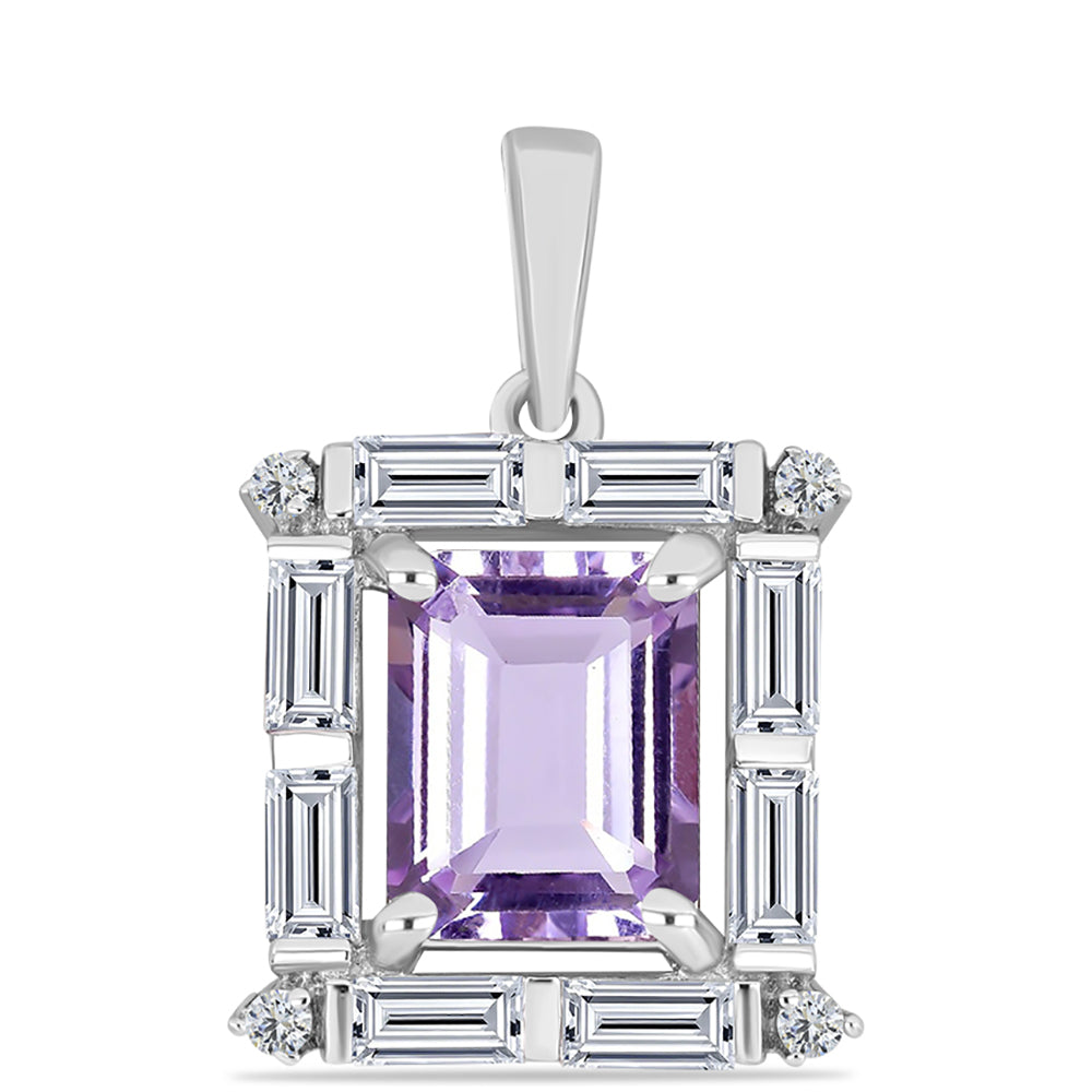 Silberanhänger mit Rose De France Amethyst und weißem Topas