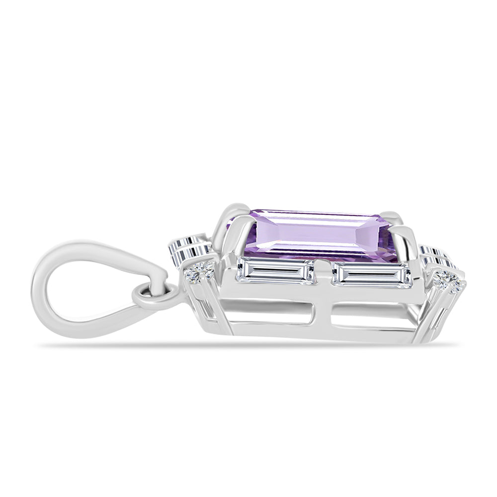 Silberanhänger mit Rose De France Amethyst und weißem Topas