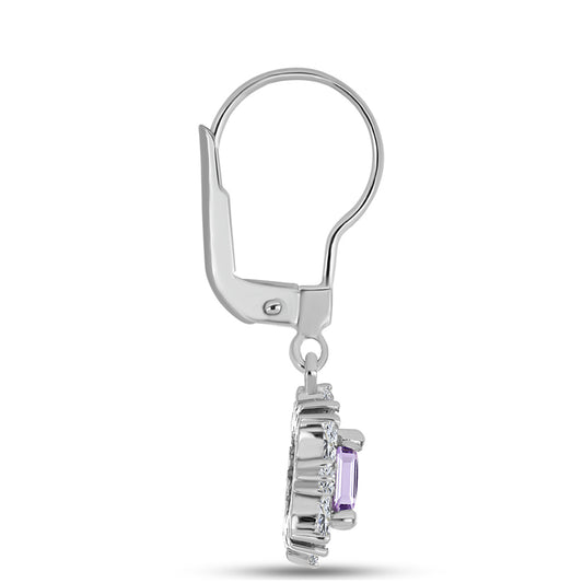 Silberohrringe mit Rose De France Amethyst und weißem Zirkon