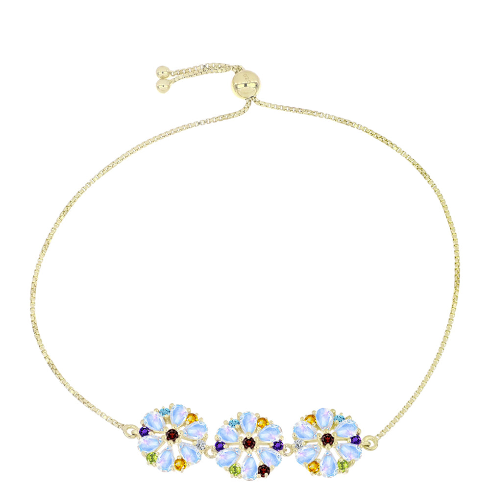 Goldplattiertes Silberarmband mit Regenbogenmondstein und marokkanischem Amethyst 1 