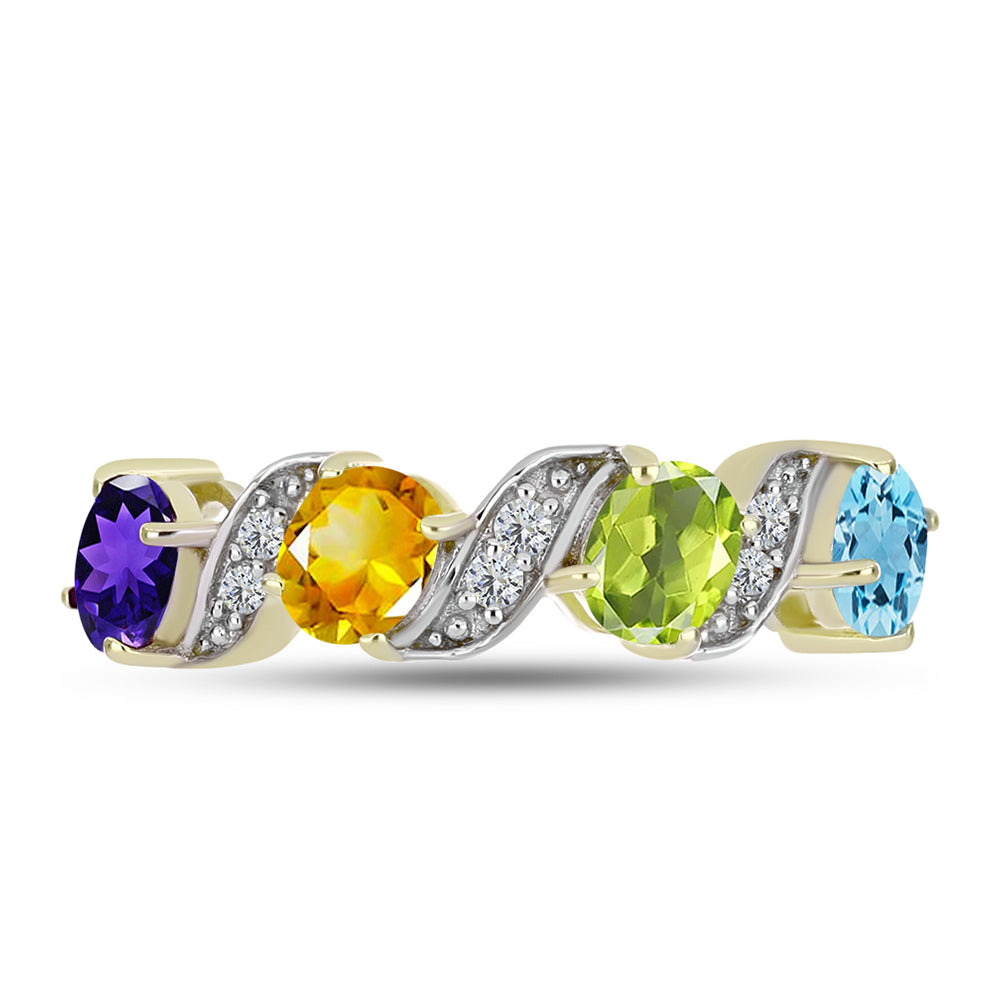 Goldplattierter Silberring mit marokkanischem Amethyst und Zitrin aus dem Ural 1 
