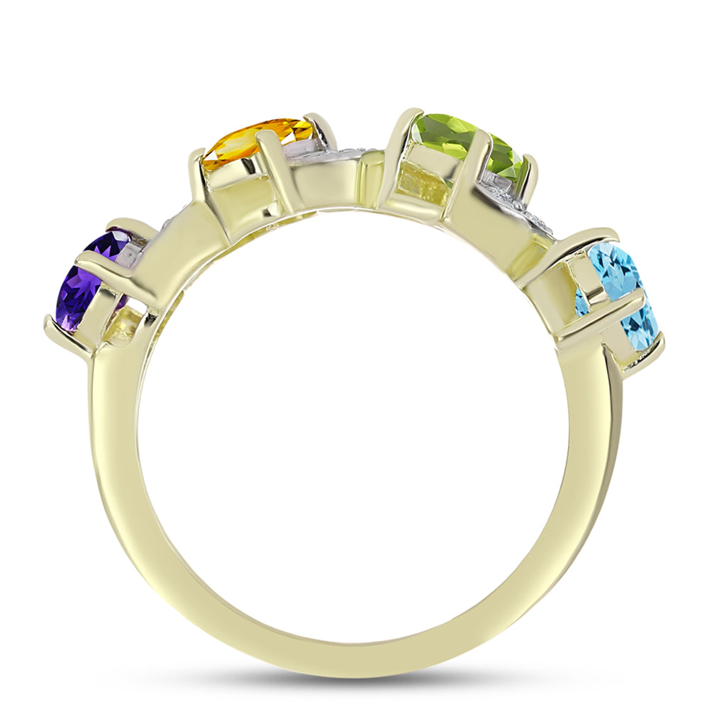 Goldplattierter Silberring mit marokkanischem Amethyst und Zitrin aus dem Ural 2 