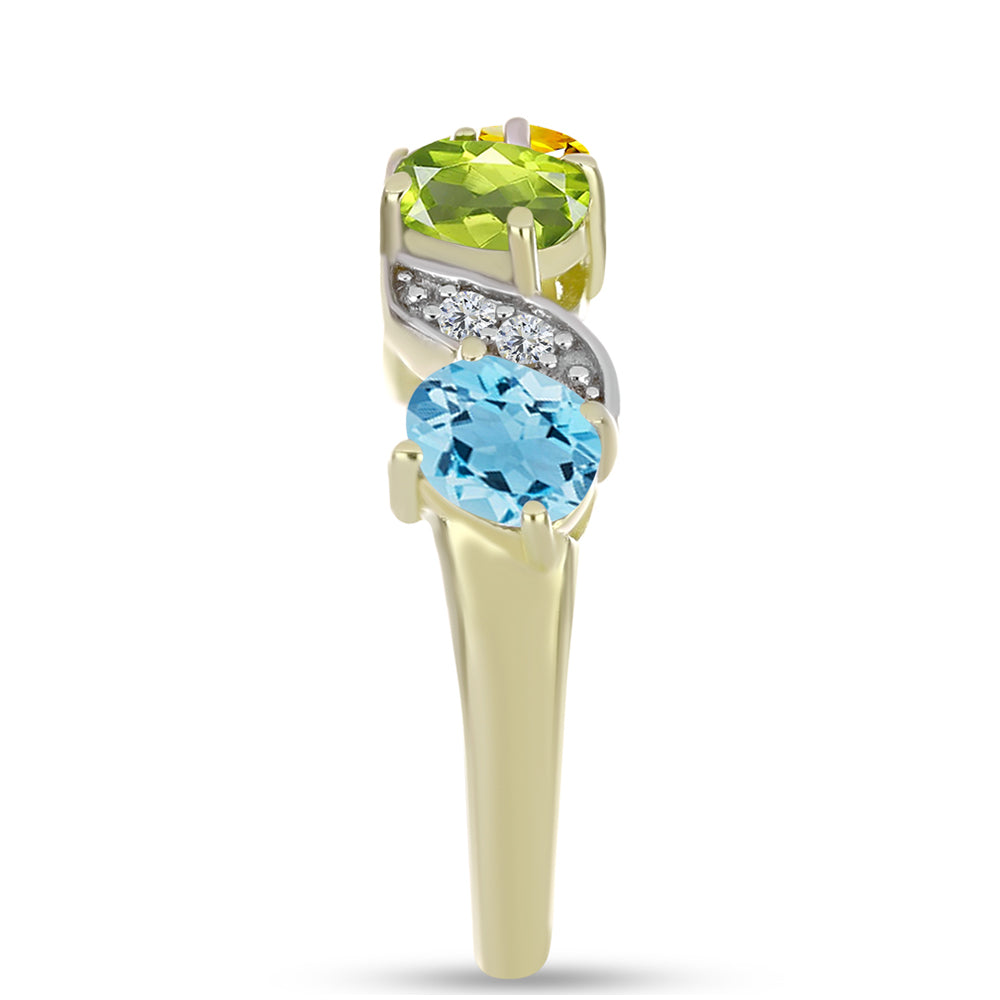 Goldplattierter Silberring mit marokkanischem Amethyst und Zitrin aus dem Ural 4 