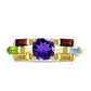Goldplattierter Silberring mit marokkanischem Amethyst und Zitrin aus dem Ural