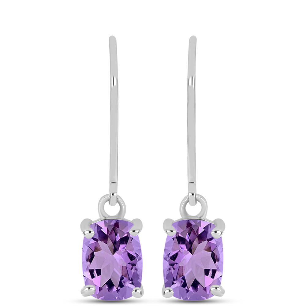 Silberohrringe mit Rose De France Amethyst