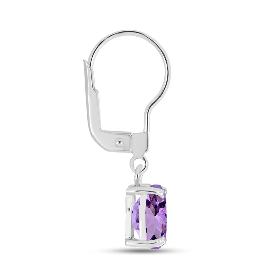 Silberohrringe mit Rose De France Amethyst 2 