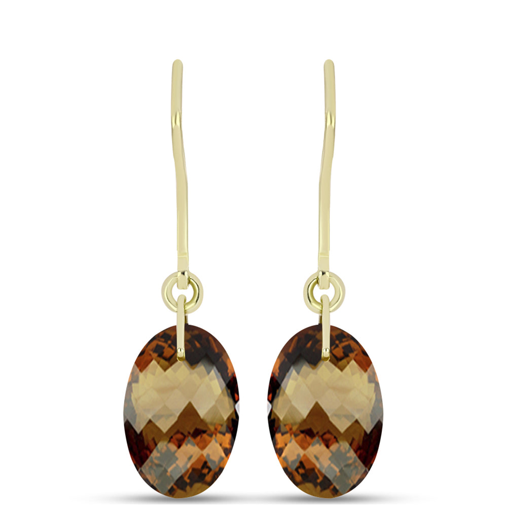 Goldplattierte Silberohrringe mit Cognac-Quarz