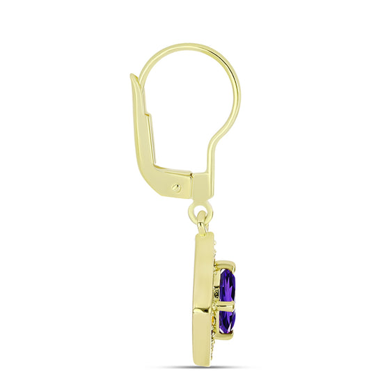 Goldplattierte Silberohrringe mit marokkanischem Amethyst und Zitrin aus dem Ural