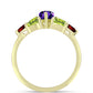 Goldplattierter Silberring mit marokkanischem Amethyst und Zitrin aus dem Ural