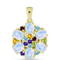 Goldplattierter Silberanhänger mit Regenbogenmondstein und marokkanischem Amethyst