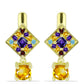 Goldplattierte Silberohrringe mit Zitrin aus dem Ural und marokkanischem Amethyst