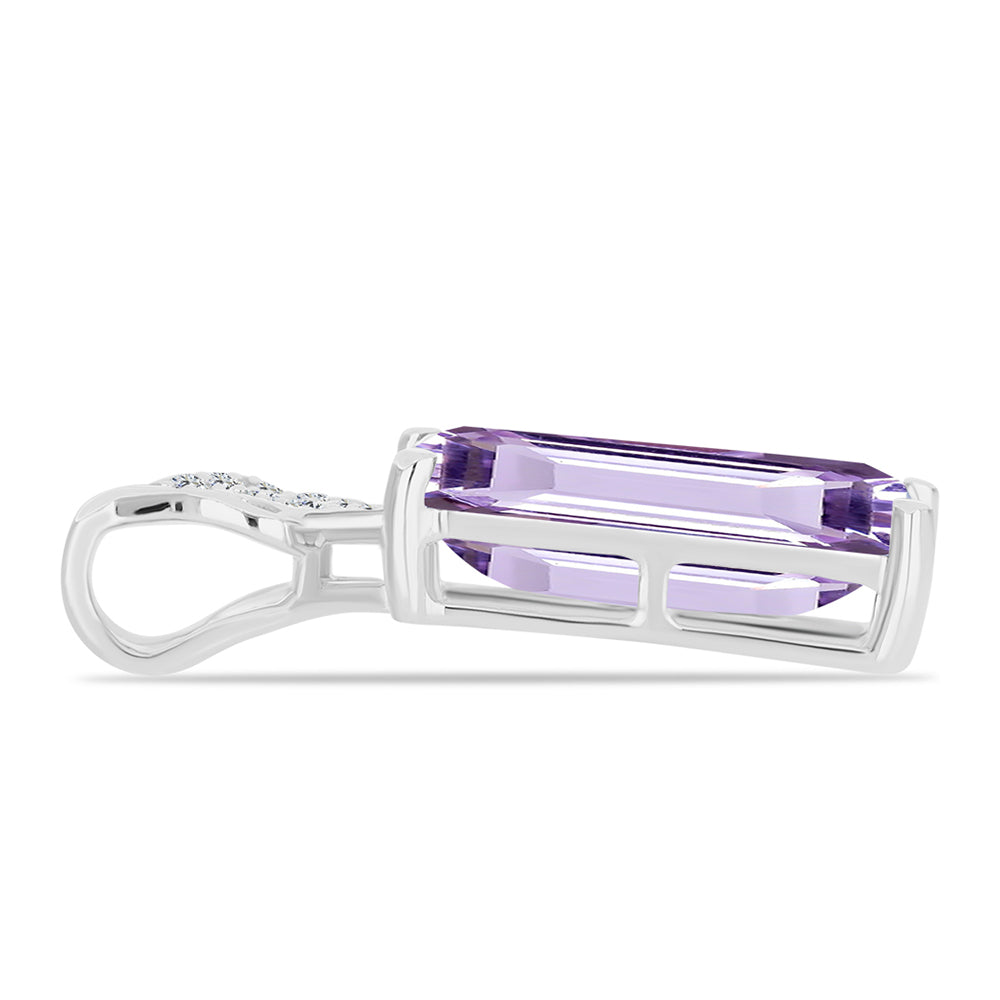 Silberanhänger mit Rose De France Amethyst und weißem Topas 2 