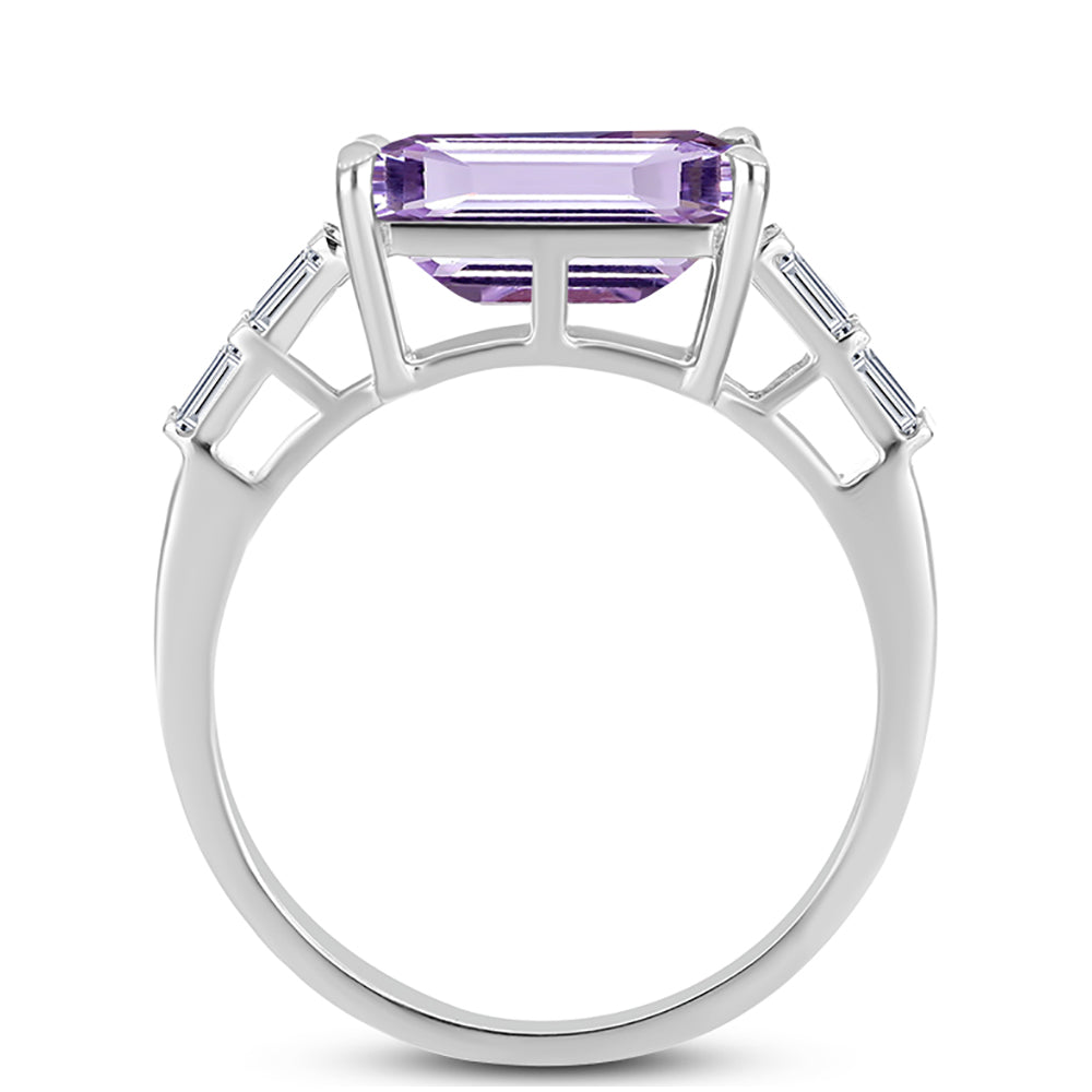 Silberring mit Rose De France Amethyst und weißem Zirkon