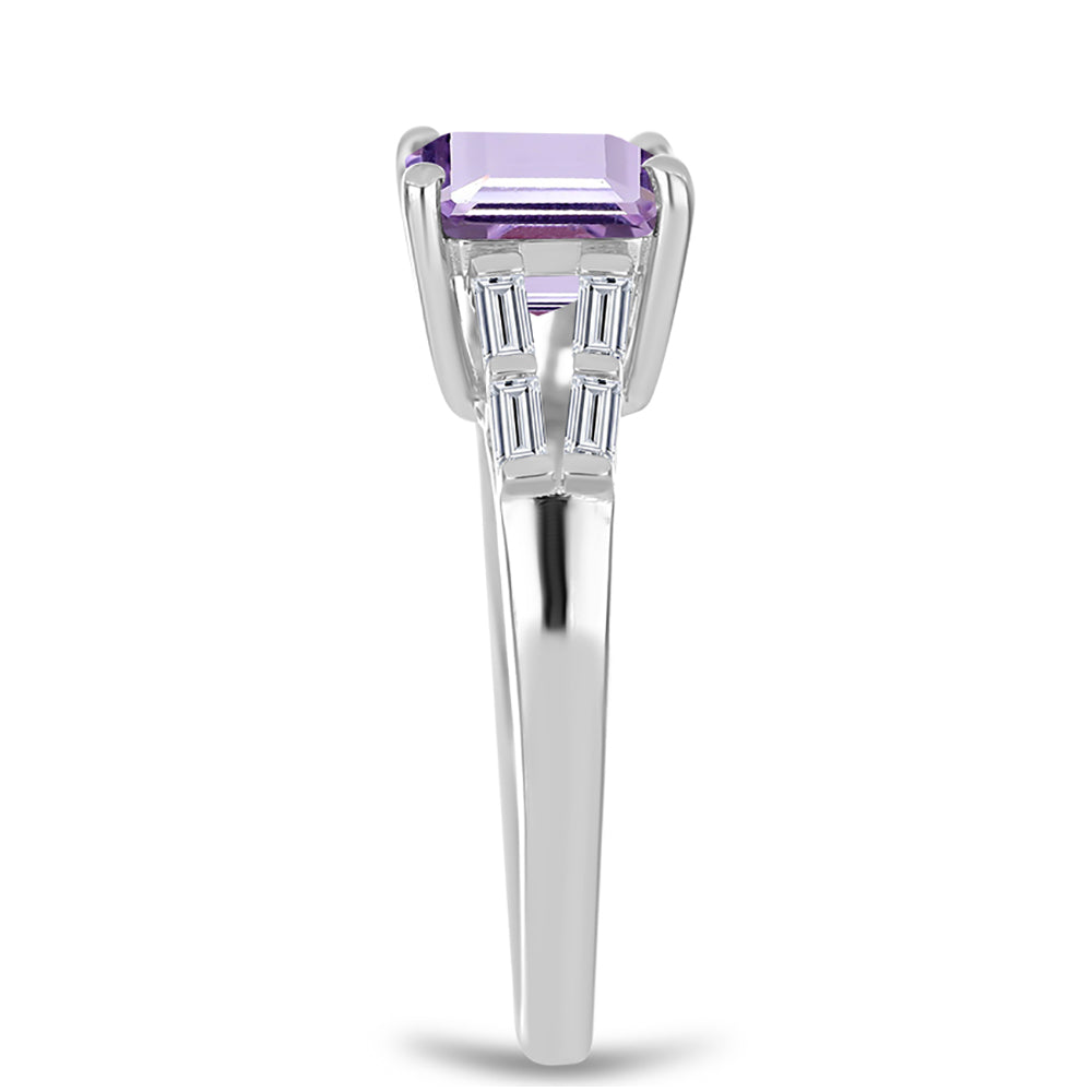 Silberring mit Rose De France Amethyst und weißem Zirkon 4 