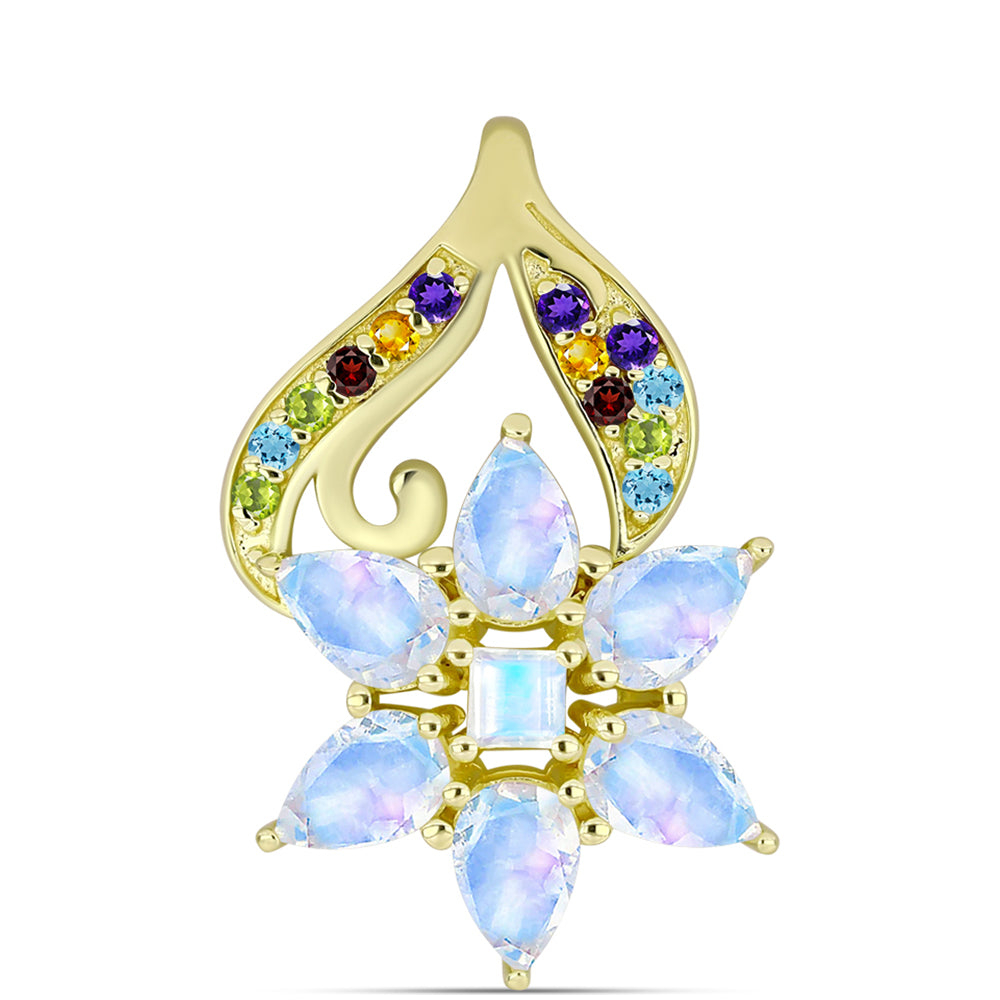 Goldplattierter Silberanhänger mit Regenbogenmondstein 1 