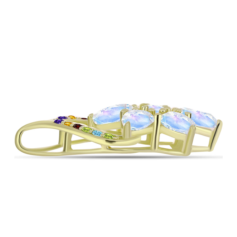 Goldplattierter Silberanhänger mit Regenbogenmondstein 2 