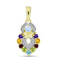 Goldplattierter Silberanhänger mit Regenbogenmondstein und marokkanischem Amethyst