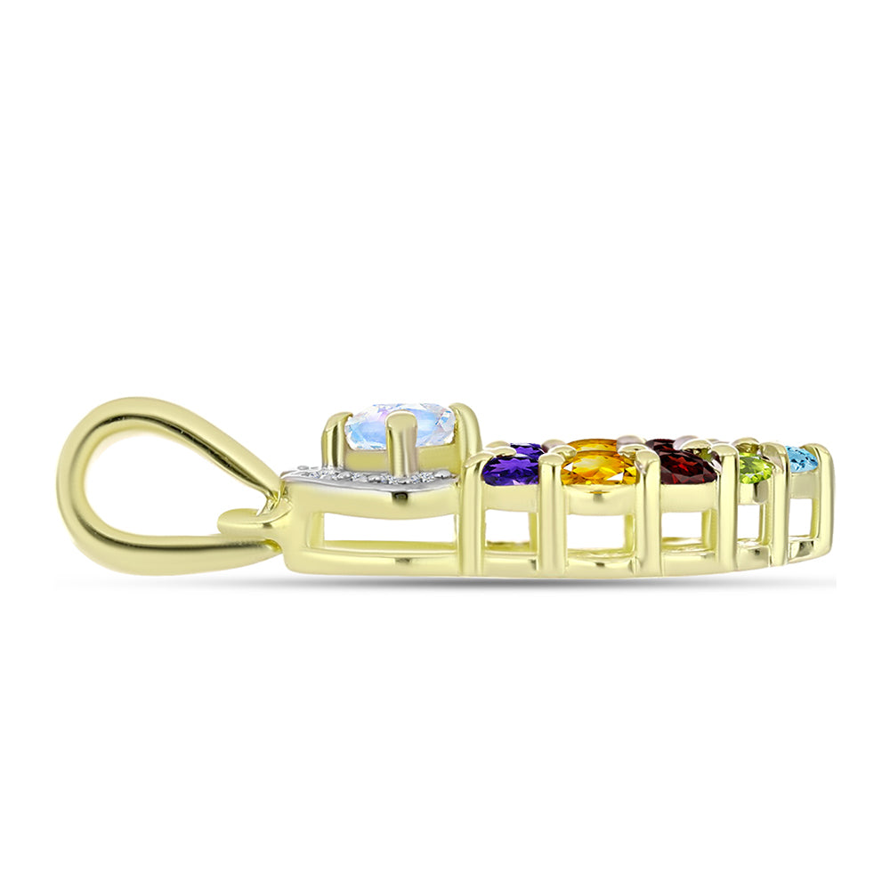 Goldplattierter Silberanhänger mit Regenbogenmondstein und marokkanischem Amethyst 2 