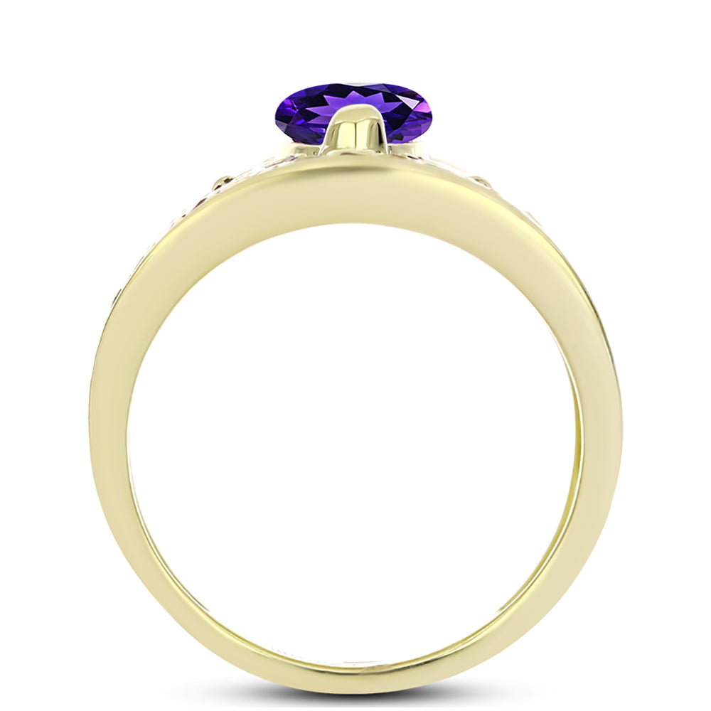 Goldplattierter Silberring mit marokkanischem Amethyst und Zitrin aus dem Ural 2 