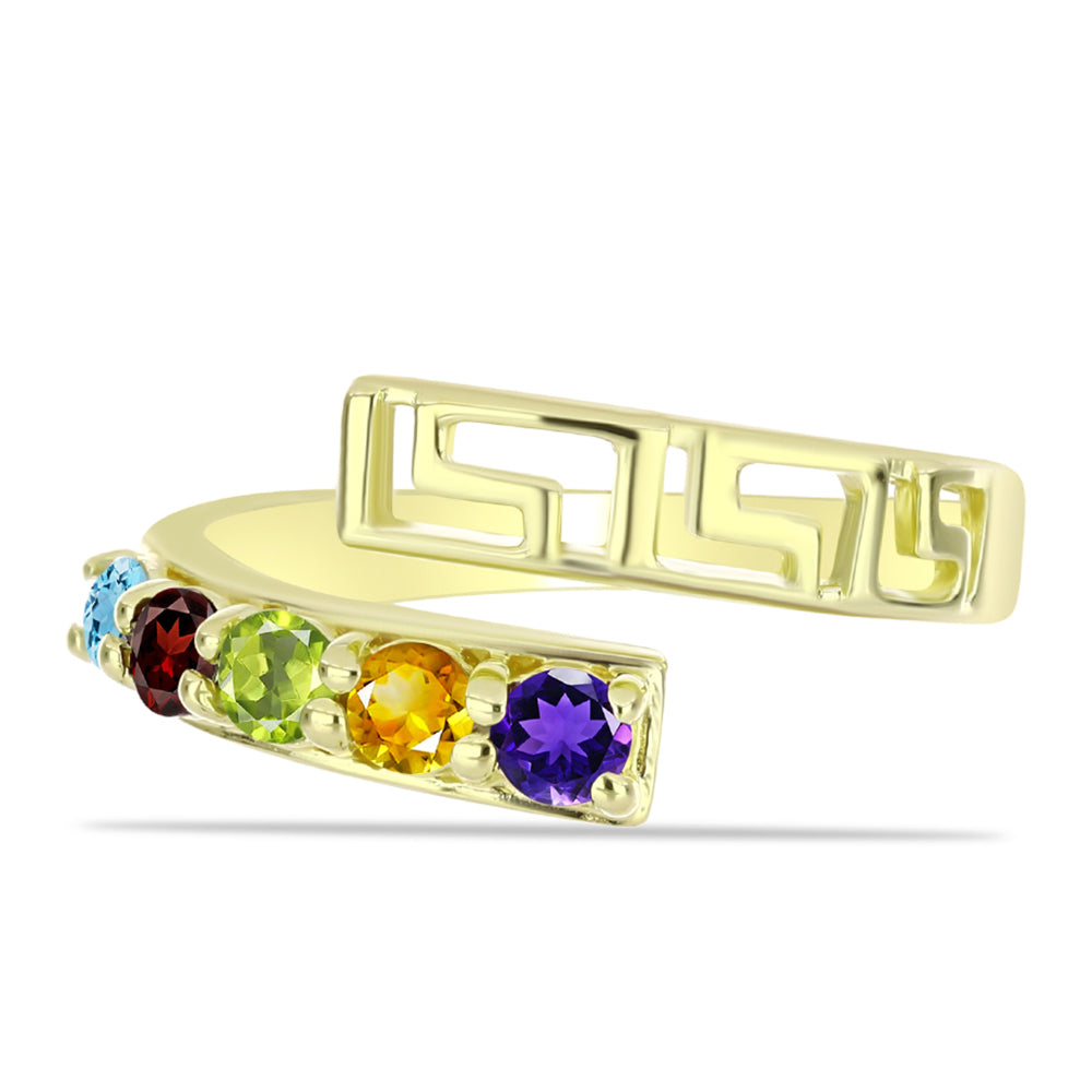 Goldplattierter Silberring mit marokkanischem Amethyst und Zitrin aus dem Ural