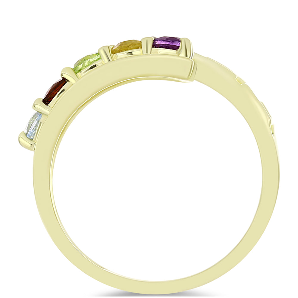 Goldplattierter Silberring mit marokkanischem Amethyst und Zitrin aus dem Ural 2 