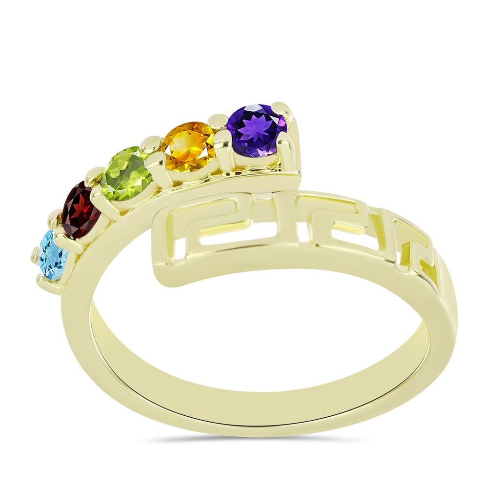 Goldplattierter Silberring mit marokkanischem Amethyst und Zitrin aus dem Ural