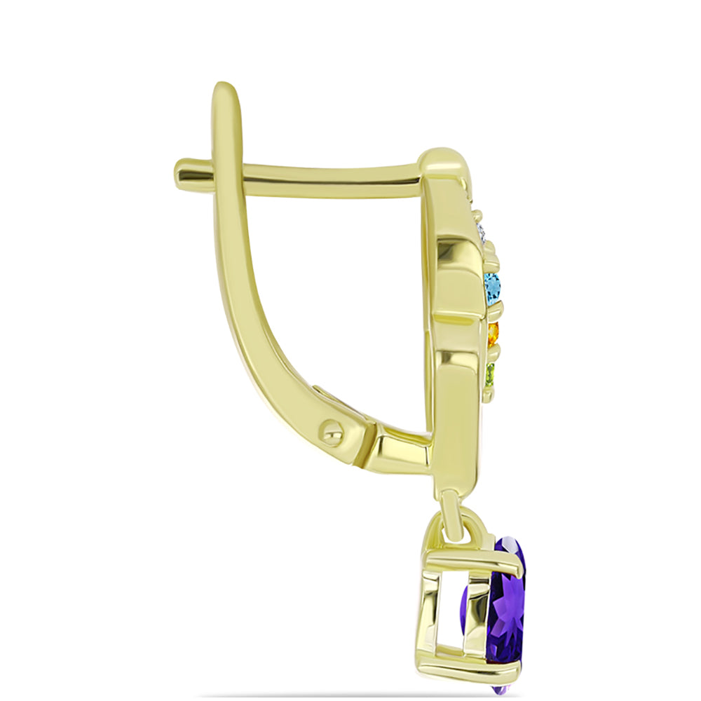 Goldplattierte Silberohrringe mit marokkanischem Amethyst und Zitrin aus dem Ural