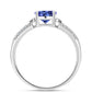 Silberring mit Tansanit - Klasse AAA und weißem Diamant
