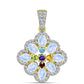 Goldplattierter Silberanhänger mit Regenbogenmondstein und marokkanischem Amethyst