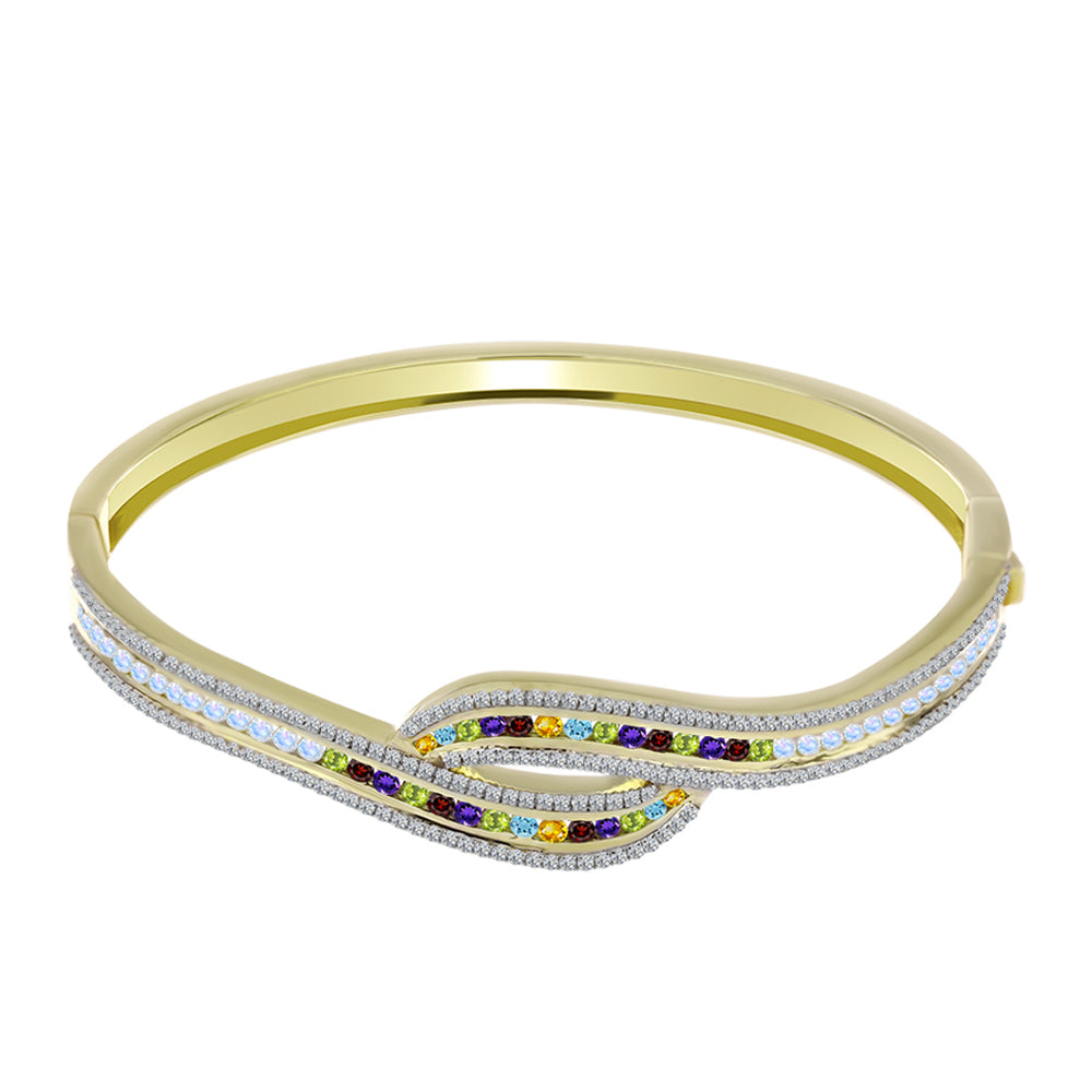 Goldplattierter Silberarmreif mit marokkanischem Amethyst und Zitrin aus dem Ural