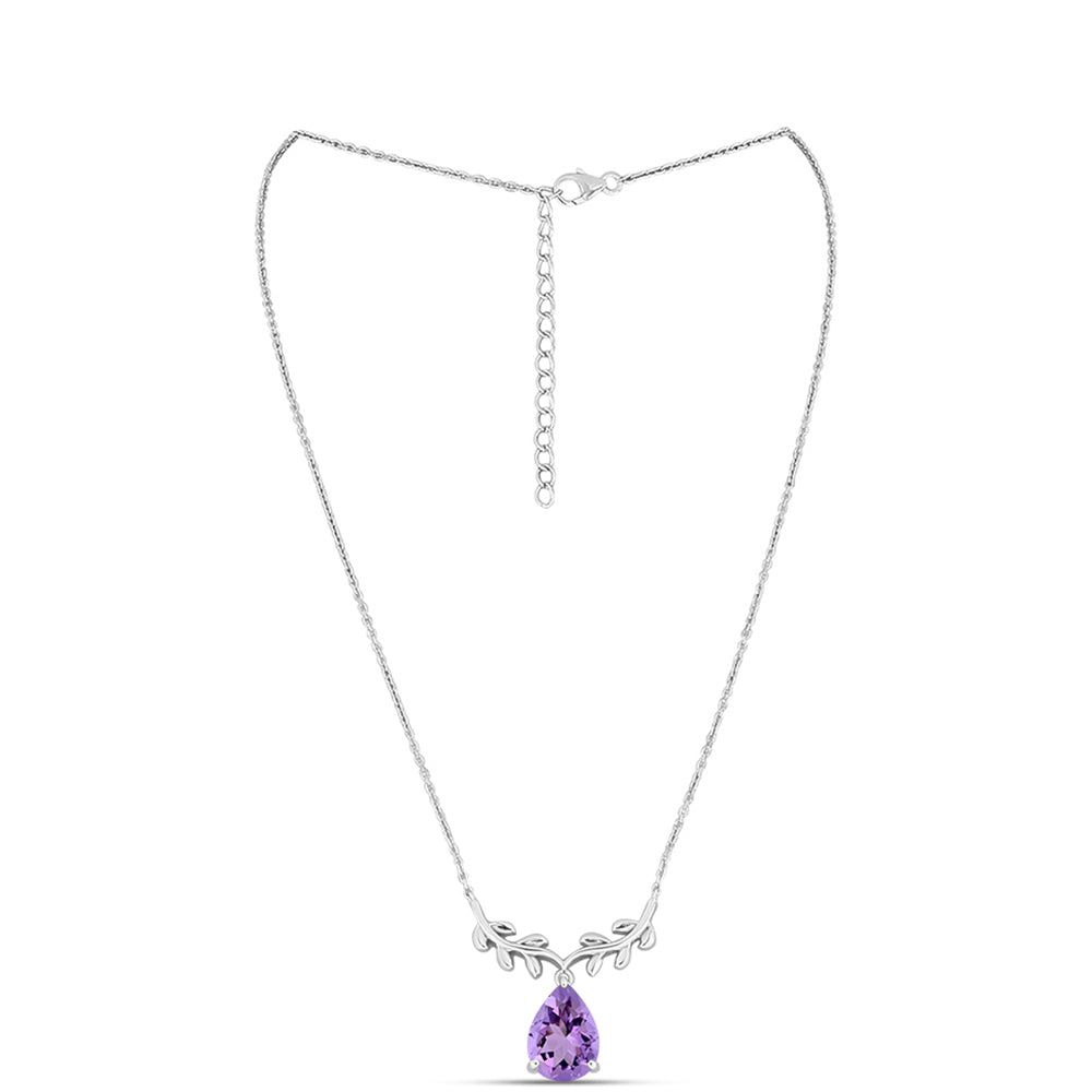 Silberhalskette mit Rose De France Amethyst 1 