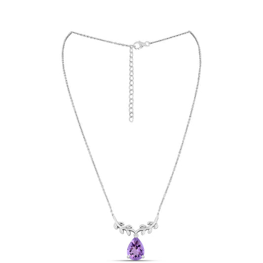 Silberhalskette mit Rose De France Amethyst
