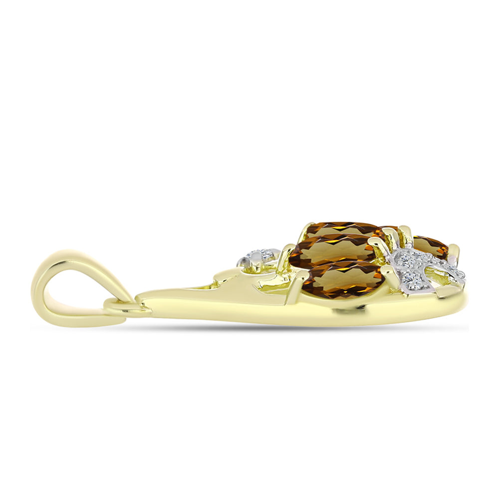 Goldplattierter Silberanhänger mit Cognac-Quarz und weißem Topas 2 