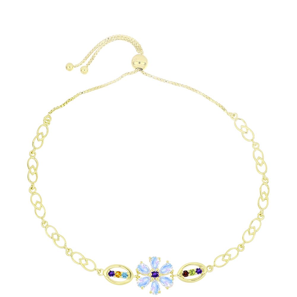 Goldplattiertes Silberarmband mit Regenbogenmondstein und marokkanischem Amethyst 1 