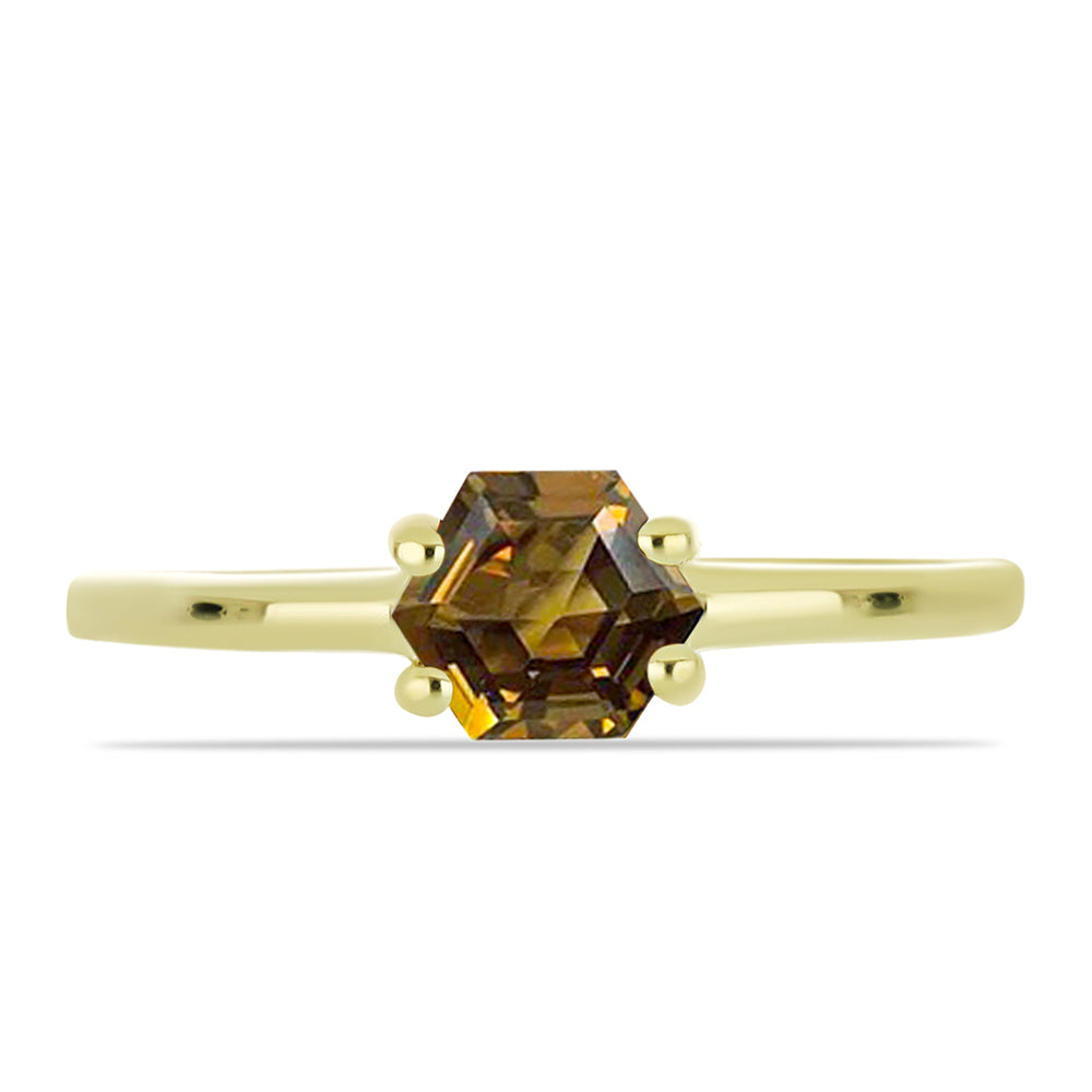 Goldplattierter Silberring mit Cognac-Quarz