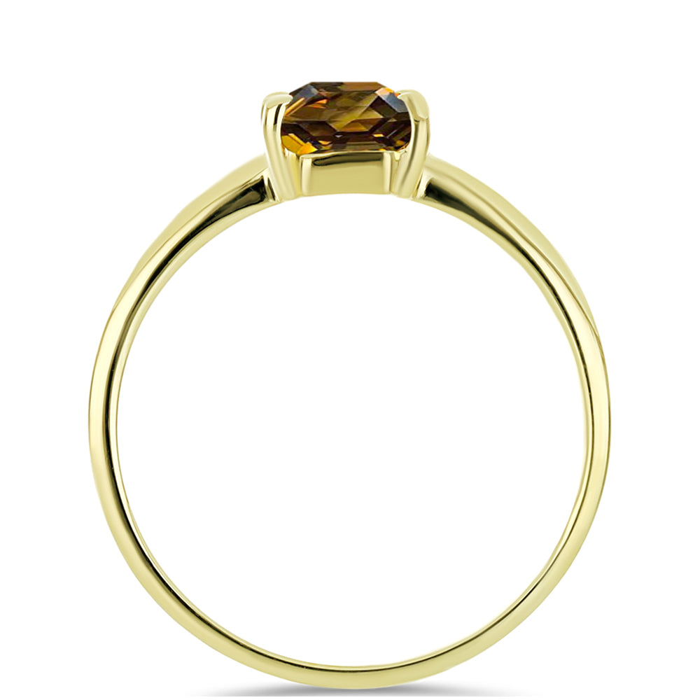 Goldplattierter Silberring mit Cognac-Quarz