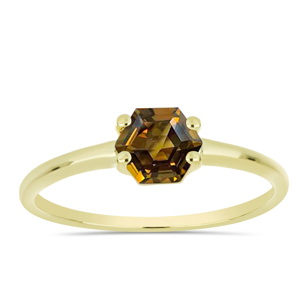 Goldplattierter Silberring mit Cognac-Quarz 3 