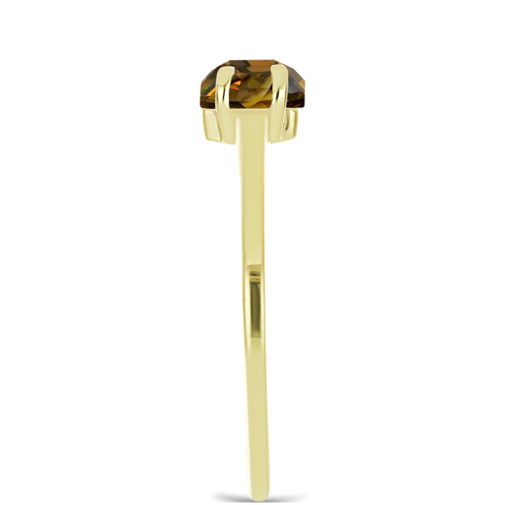Goldplattierter Silberring mit Cognac-Quarz