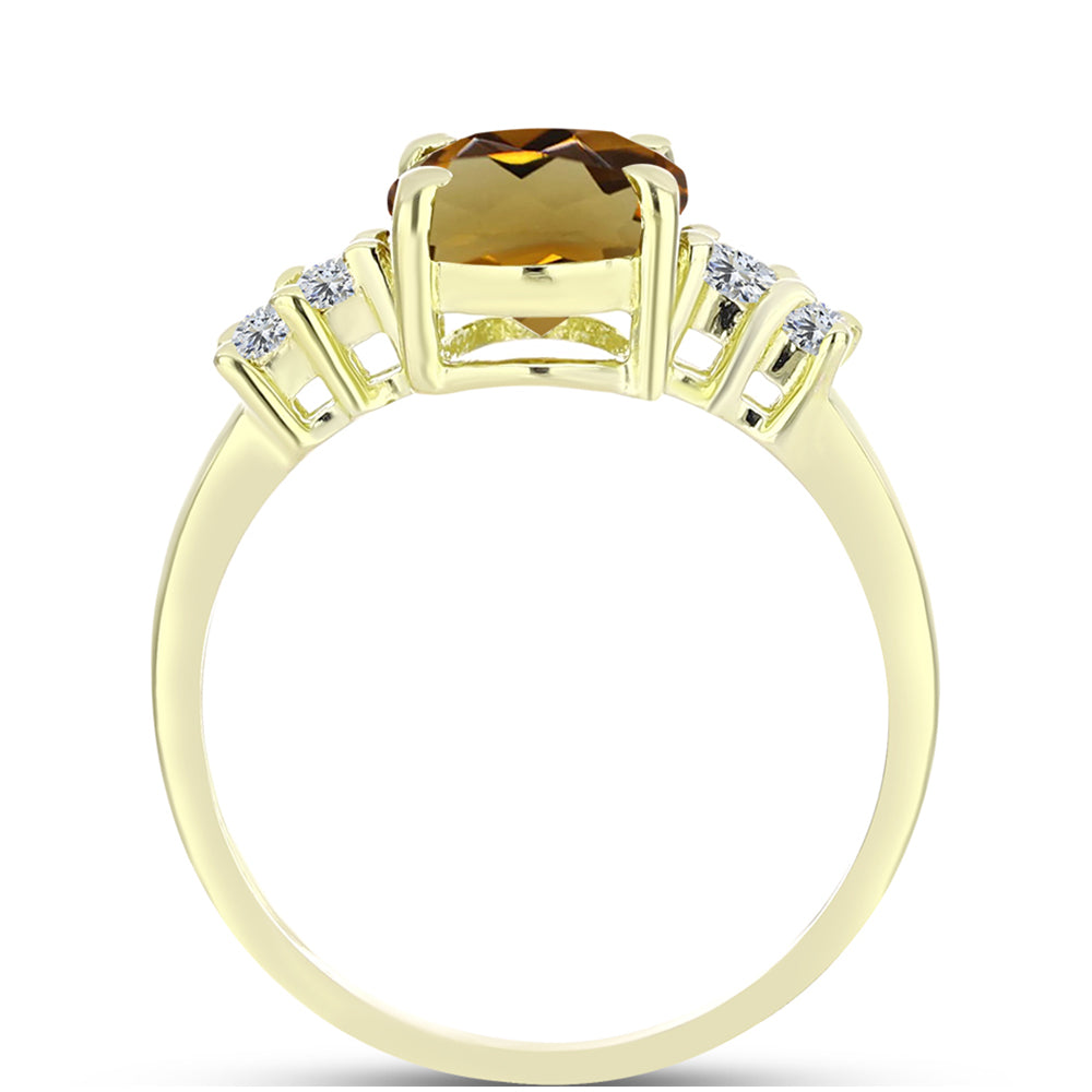 Goldplattierter Silberring mit Cognac-Quarz und weißem Topas