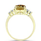 Goldplattierter Silberring mit Cognac-Quarz und weißem Topas