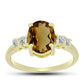 Goldplattierter Silberring mit Cognac-Quarz und weißem Topas