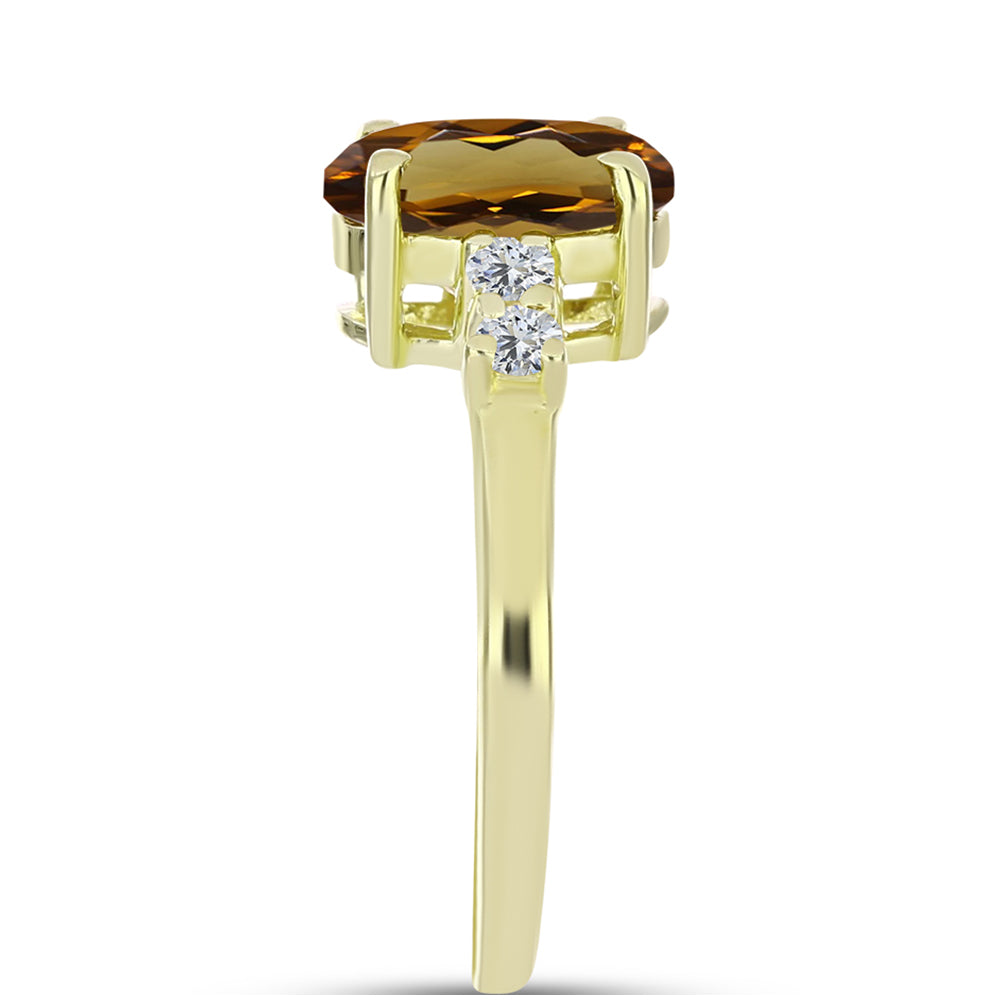 Goldplattierter Silberring mit Cognac-Quarz und weißem Topas 4 