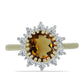 Goldplattierter Silberring mit Cognac-Quarz und weißem Topas
