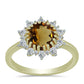 Goldplattierter Silberring mit Cognac-Quarz und weißem Topas