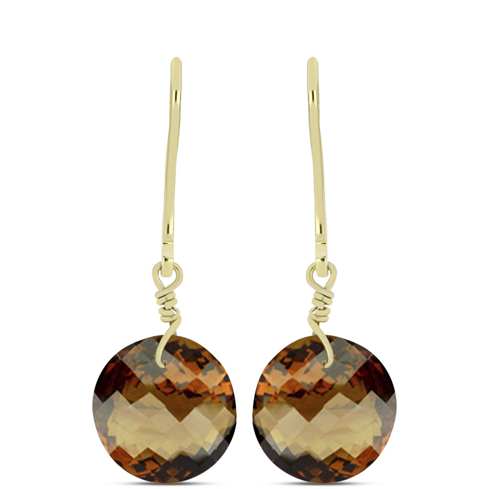 Goldplattierte Silberohrringe mit Cognac-Quarz