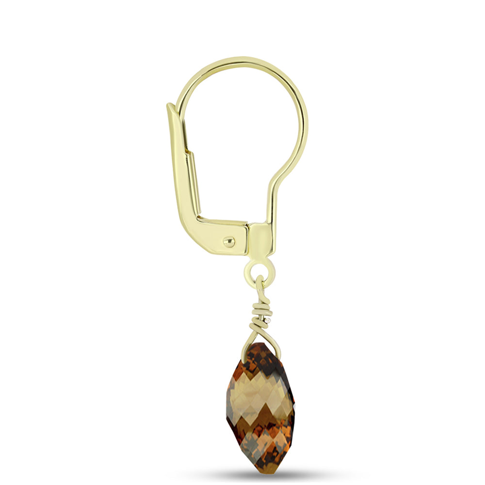 Goldplattierte Silberohrringe mit Cognac-Quarz 2 