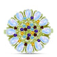 Goldplattierter Silberring mit Regenbogenmondstein und marokkanischem Amethyst