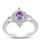 Silberring mit Rose De France Amethyst und weißem Zirkon